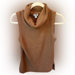 Jcrew cognac brown sleeveless cowl neck sweater. Size XS.